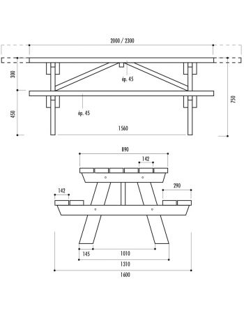 Table pique nique Madrid 230 cm