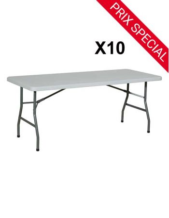 Lot de 10 Table rectangulaire pliante polyéthylène 183 x 76 cm