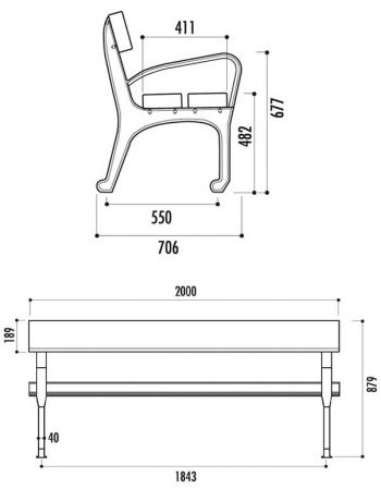 Banc public Olbia 200 cm