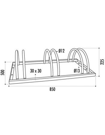 Support cycles 3 places dimensions