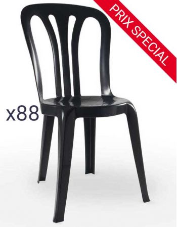 Lot de 88 Chaises empilables Garrotxa - Noir - matière recyclée