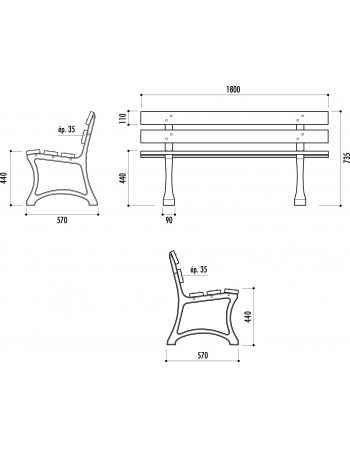 Banc Milan 180 cm 