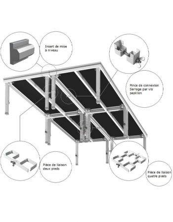 Pièces de liaison pour plateau praticable de scène Quick