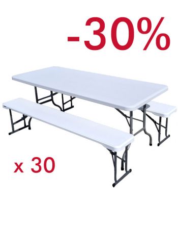 lot de 30 tables 183 x 76 + 60 bancs