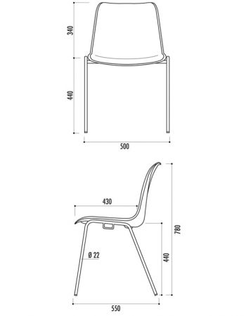 Chaise empilable polypropylène M2 Parme assemblable - filaire