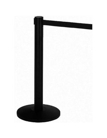 Potelet de guidage à sangle rétractable 2 m pour file d'attente - finition époxy noir - sangle noire