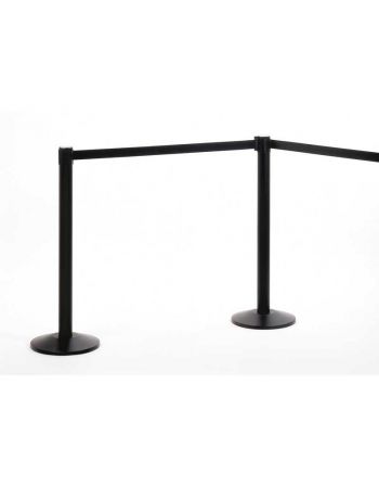 Potelet de guidage à sangle rétractable 2 m pour file d'attente - finition époxy noir