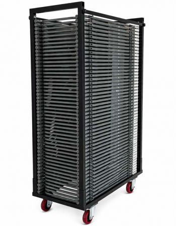 Chariot de transport 50 chaises pliantes VESTA et PALME avec freins