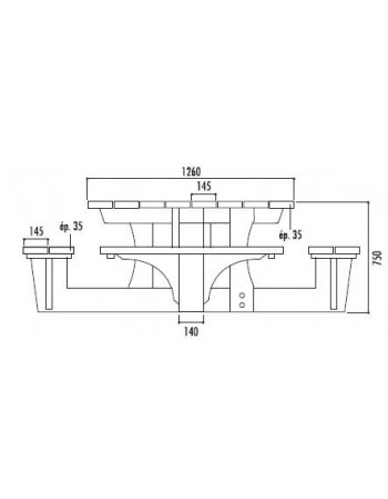 Table pique nique 4 bancs