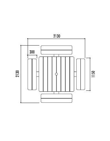 Table pique nique 4 bancs