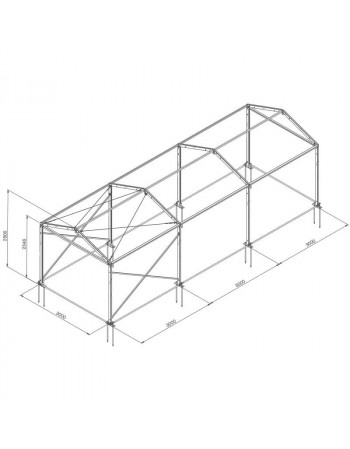 Tente de réception structure Alu 3 x 9 m complète