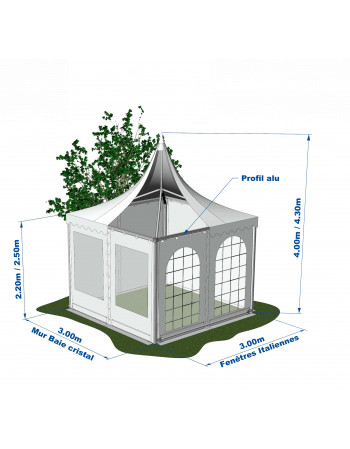 Tente Pagode Aluminium Garden - 3x3