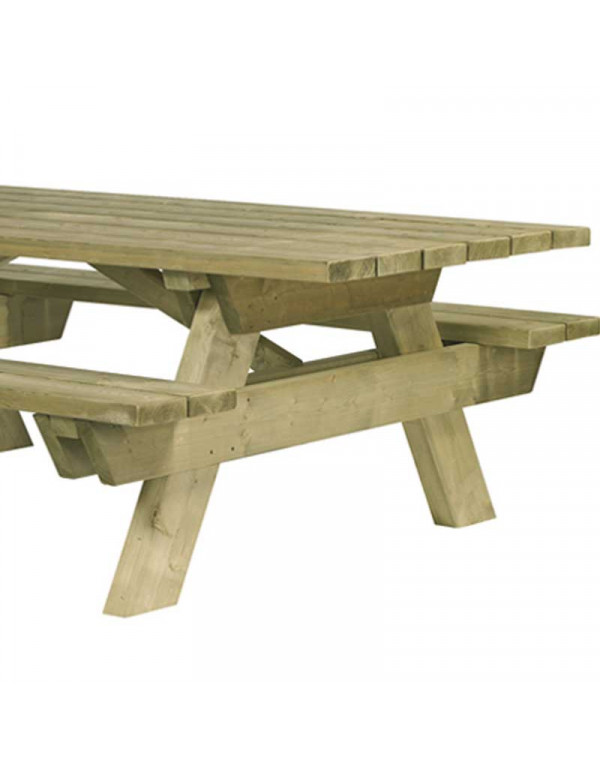 150 cm de largeur x 150 cm de longueur x 75 cm de hauteur Plantawa Table de pique-nique en bois épais pour 6 personnes et 4 cm d'épaisseur meuble de jardin table avec banc 